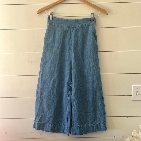 Madewell Pants - Madewell Chambray Huston Pull-On Crop Pants Size XS